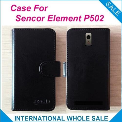 Hot!! 2016 Element P502 Case Phone, 6 Colors High Quality Leather Exclusive Cover For Sencor Element P502 tracking number