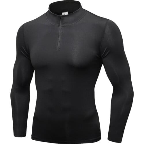Mens Compression Shirt Long Sleeve Men Sweater Breathable Quick Dry Workout Undershirts 1/4 Zip Summer Pullover Baselayers Tops