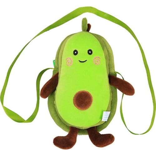 New Plush Crossbody Cute Soft Fruit Avocado Doll Coin Purse Cartoon Stuffed Shoulder Bag With Zipper For Girl Gift