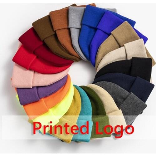 Wholesale Unisex Knitted Hat Beanie Hat Warm Autumn Male Wool Knit Cuff Beanie Watch Cap Men Women Knitted Hat With Custom Logo