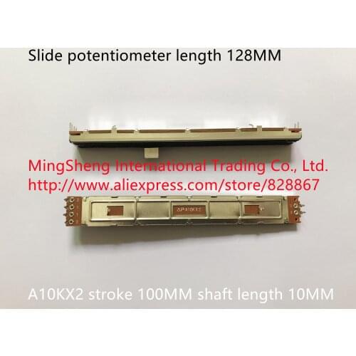 Original new 100% slide potentiometer total length 128MM stroke 100MM A10Kx2 shaft length 10MM (SWITCH)
