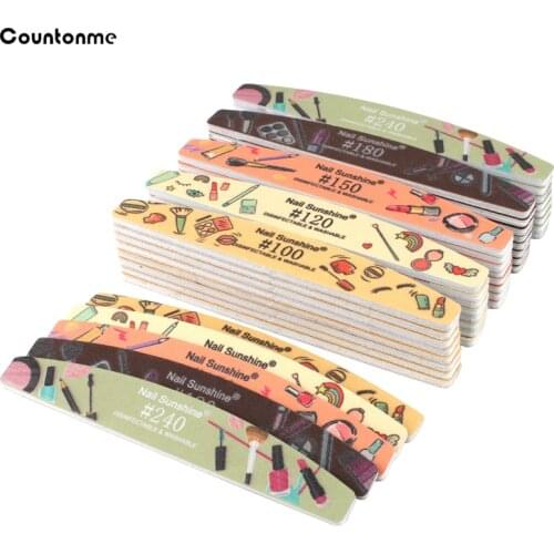 50Pcs/Lot Colorful Nail Files 180/180 Nail Buffer Block 240/240 New Manicure Tips Gel Polishing Curved Nail Care Tools Supply