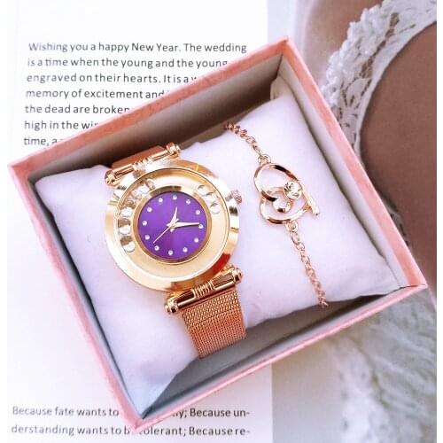 Luxury 2pcs Crystal Women Watch Bracelet Set Fashion Womens Quartz Wristwatch Bracelet Ladies Clock zegarek damski Reloj Mujer