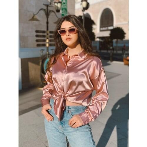 Pink Satin Long Shirt