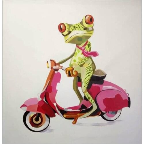 Hand Painted Modern Abstract Animal Oil Painting Frog For Kids Room Decorative Pictures Unframed Canvas Painting Wall Art Decor