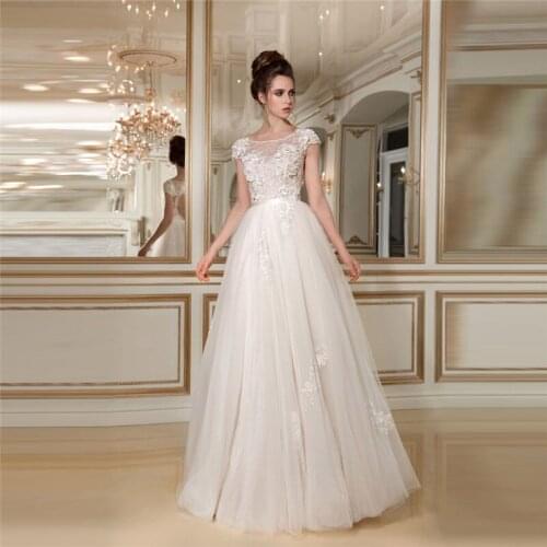 Sexy Open Back Soft Tulle Lace Appliques Wedding Dresses Bridal Gowns With 3D Flowers Adorned Bridal Gowns For Ladies Custom