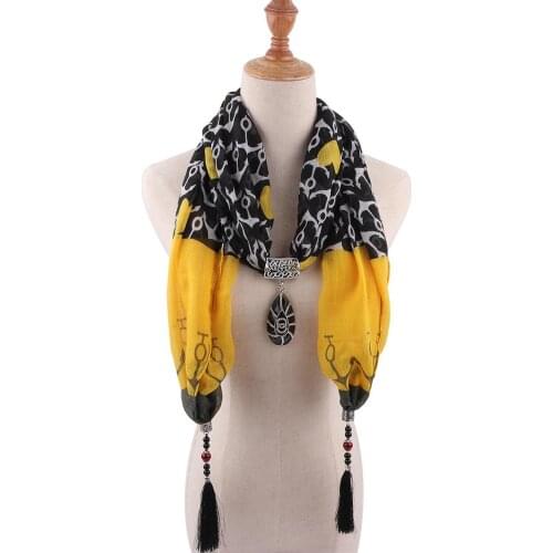 RUNMEIFA Jewelry Statement Necklace water drop Pendant Scarf Women Bohemia Neckerchief Foulard Femme Accessories Hijab Stores