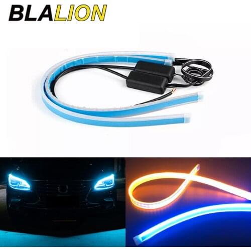 Super Bright Led Daytime Running Lights Waterproof Flexbile Car DRL Streamer Turn Signal Lamp 12v Auto Headlight Light Strips