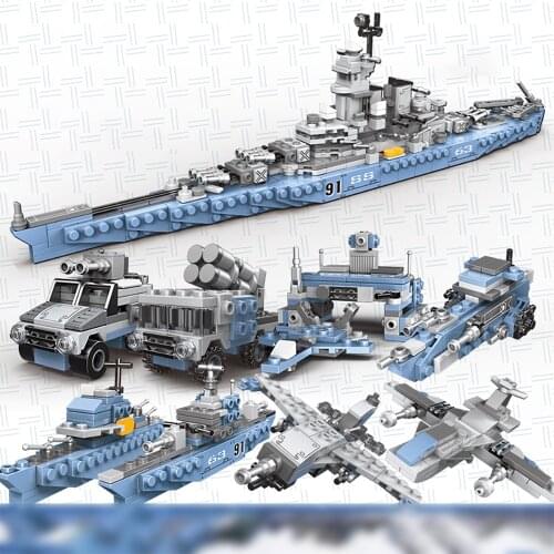 Military vehicle ship plane model kit Warship aircraft truck NAVY Coast Guard Patrol Ship Building Block ww2 brick toys for kids
