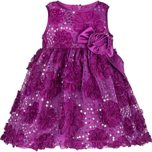 Yatheen Baby Girl NB-12m Sequines Applique Fit-And-Flare Dress Kids Party Dresses