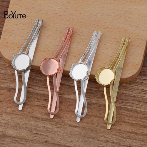 BoYuTe (20 Pieces/Lot) 66*10MM Hairpin Bangs Clip Welding 12MM Crown Blank Tray Base Diy Hair Accessories Materials