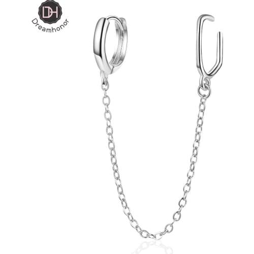 Dreamhonor Fashion 925 Sterling Silver Geometic Clip Earrings Ear Hook Ear Clips Earrings Women Girls Jewelry