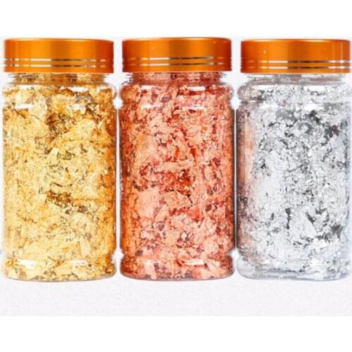1 bottle Decorative Gold Leaf Flakes 3g Gold Silver Confetti DIY Nail Art Painting Material Decorating Foil Paper Party Supplies
