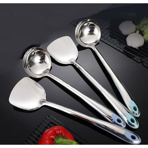 1Pcs Stainless Steel Shovel Soup Spoon Cooking Shovel Kitchen Cooking Frying Tool Household Kitchenware Shovel Spoon Set