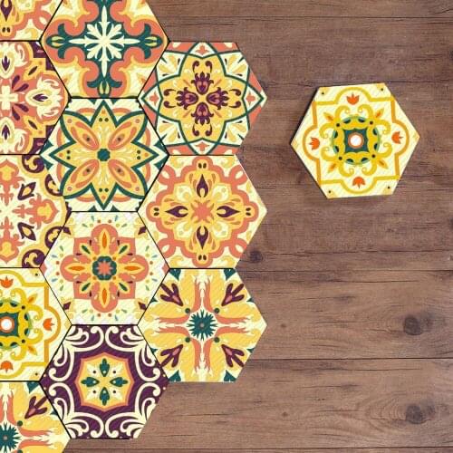 10 Piece Oil Proof Wall Tiles PVC Hexagonal Floor Stickers For Kitchen Bathroom Living Room DIY Wallpaper Home Decor