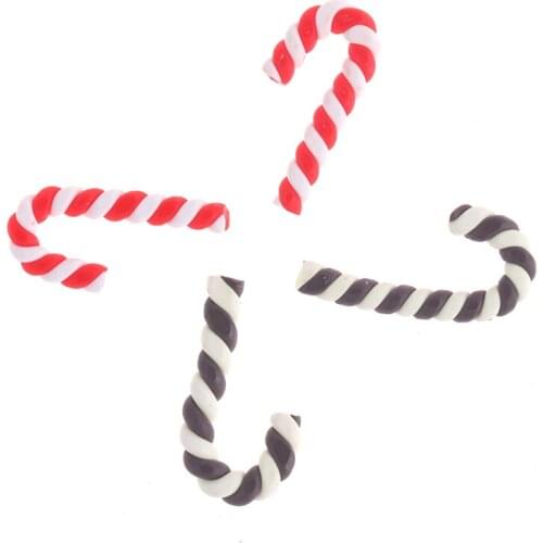20pcs Mini Christmas Red White Candy Cane Model Dollhouse Miniature Decoration Candy Cane Craft Home Christmas Decoration