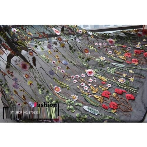 2017 new african 3d flower pattern lace fabric 135CM*1M charming tissu material lovely flower french tulle lace for woman party