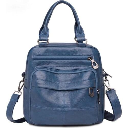 2021 Women Leather Backpacks Sac A Dos Female Vintage Backpack for Girls Mochilas Travel Bagpack Ladies Back Pack Multifunction