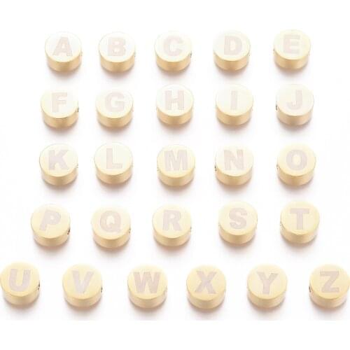 26Pcs Stainless Steel Alphabet Beads Flat Round Letter A~Z Loose Spacer Beads For Jewelry Making Handmade Diy Bracelet Necklace