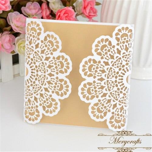 50pieces New product laser cut unique vintage wedding invitation card