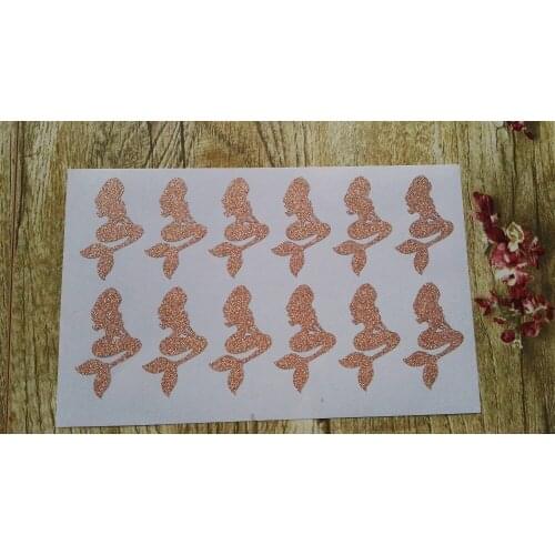 5x3cm Rose gold glitter sticker seal - Mermaid