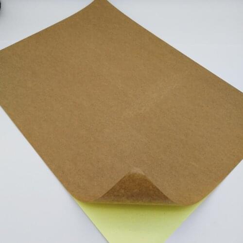 Free shipping A4 blank self adhesive dark brown kraft label paper sticker for laser / inkjet printer