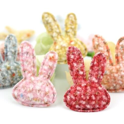 25Pcs 2.8*4cm Plush Felt Fabric Bunny Padded Appliques For Kids Headwear Hairpin Accessories Handmade Decor Crafts Wholesale