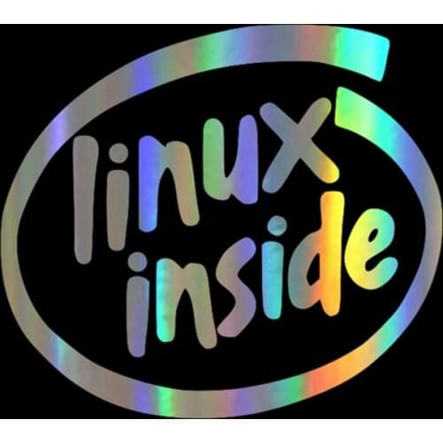 15*13.3cm Car Sticker 3D LINUX INSIDE Stickers and Decals Vinyl Car Styling Funny Sticker On Cars For Ford Audi BMW Toyota