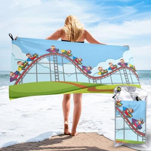 Quick Drying Pocket Towel Monkey With Roller Coaster Ride Park Portable Water Absorbent Towel No Pilling Sports Bath Towel