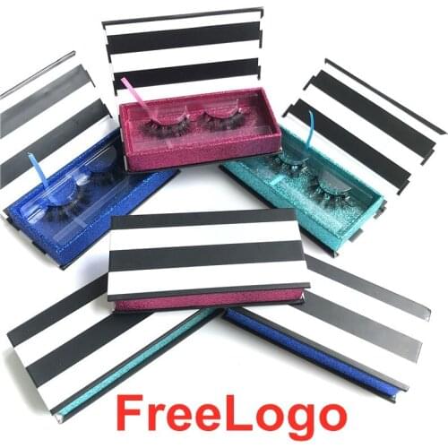 Black and white strip lash box Eyelash packaging box 3d mink lashes boxes faux cils strip magnetic case empty makeup free logo
