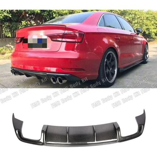Real Carbon Fiber Rear Bumper Diffuser Lip Spoiler for Audi A3 Standard Sedan 2017-2019 Non S3 Sline Rear Bumper Diffuser