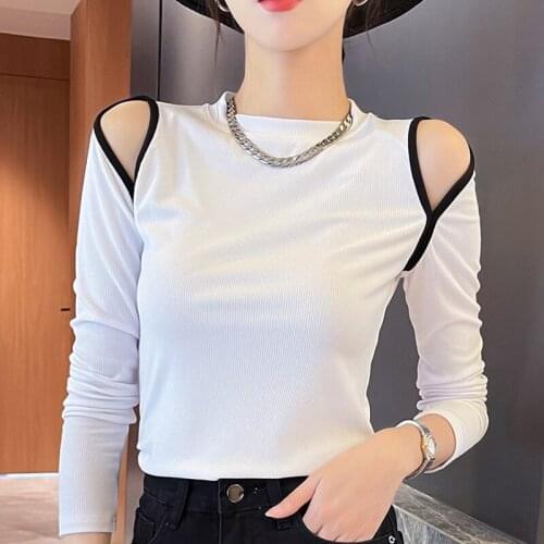 Harteen Autumn Office Lady Long Sleeve Slim Women Clothing T Shirt Woman Solid Korean Fashion Femme Top All Match Simple Mujer