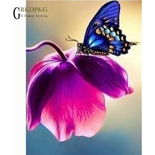 5D Diy Full Diamond Painting Flowers and butterflies Pictures Cross Stitch kits Diamond Embroidery Crystals round Diamond Mosaic
