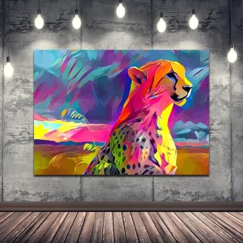 Canvas Painting Cheetah Posters and Prints Wall Art Picture for Living Room Decor No Frame
