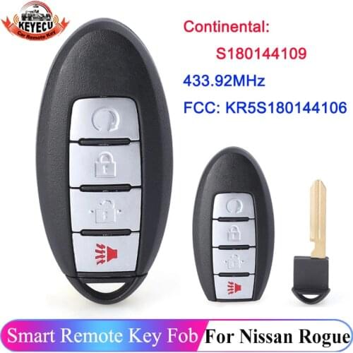 KEYECU S180144109 Keyless for Nissan Rogue 2017 2018 4 Button Car Remote Key Fob 433.92MHz KR5S180144106 4A Chip