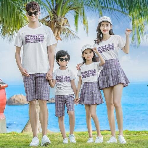 Plaid Mother Daughter Dresses Mommy and Me Clothes Dad Son Couple Shirts Family Matching Outfits High Waist Mom Mum Baby Dress
