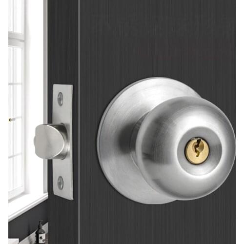Stainless Round Door Knobs Rotation Lock Knobset Handle With Key for Bedrooms Living Rooms Bathrooms Hardware Accessories