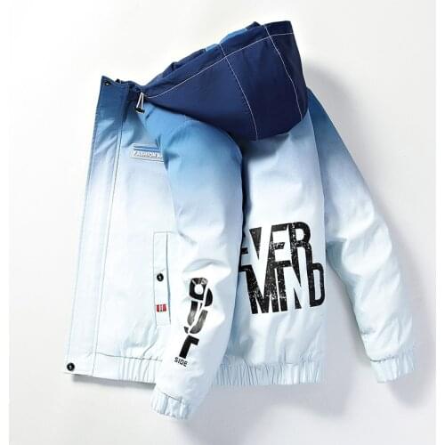 Autumn Winter New Cotton Jacket Male Hooded Cotton Clip Thickened Korean Popular Logo Gradient Fashion Youth Jacket Men