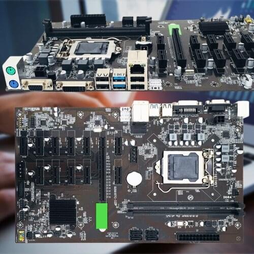 B250 BTC CPU Miner Motherboard for CPU Set 12 Video Card slot support LGA 1151 DDR4 Memory SATA3.0 USB3.0 Low Power