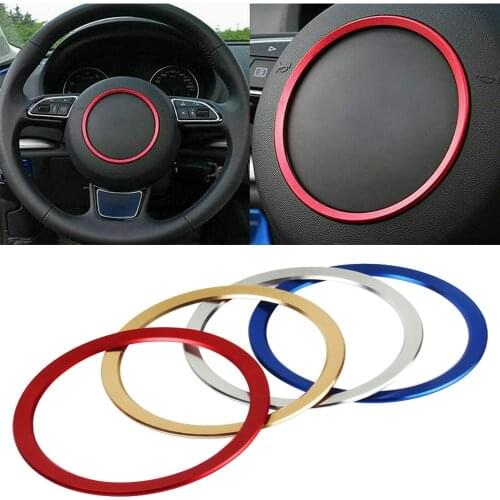 Car Steering Wheel Center Logo Ring Frame Metal For Audi A3 A4L A5 A6L Q3 Q5 Car Tuning Steering Wheel Badge Sticker Cover 3D
