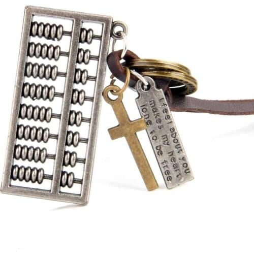 Fashion Cute jewelry statement necklaces pendants leather rope collares mujer choker colar Alloy abacus necklace men gargantilha