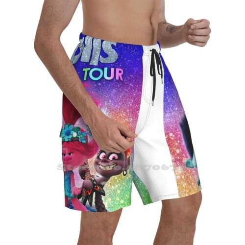 Trolls World Tour MenS Sports Beach Swimming Shorts Movie 2020 Film Animation Comedy Beautiful Music Kids Red Velvet Baby