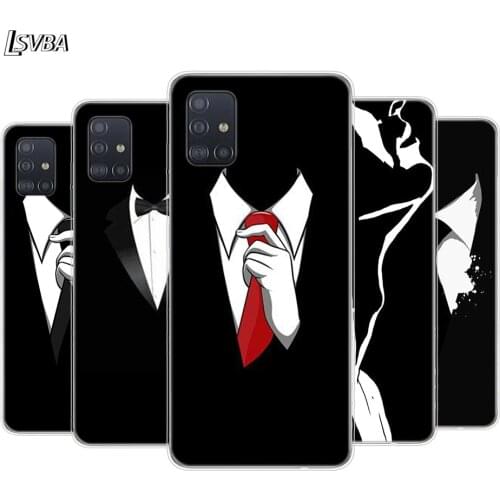 Man Suit Shirt Tie For Samsung Galaxy A01 A11 A12 A22 A21S A31 A41 A42 A51 A71 A32 A52 A72 A02S Soft Phone Case