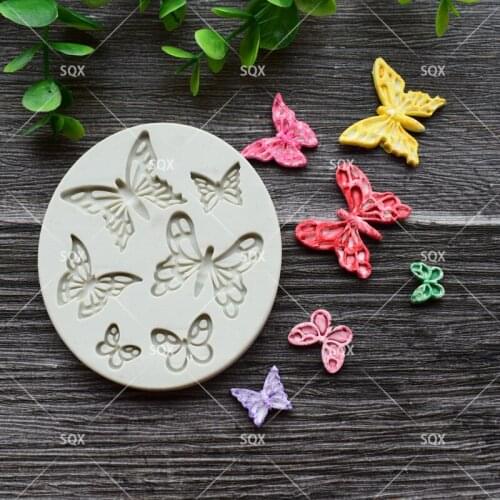 New arrived Lace Butterfly Silicone Molds Fondant Cake Chocolate Mold Kitchen Baking Cake Border Decoration Tools SQ1780