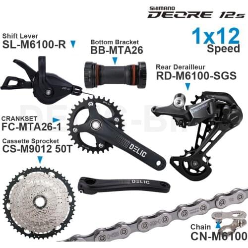 SHIMANO DEORE M6100 12speed Groupset with Shifter Rear Chain Original and CRANKSET Bottom Bracket 11-50T 52T Cassette Sprocket