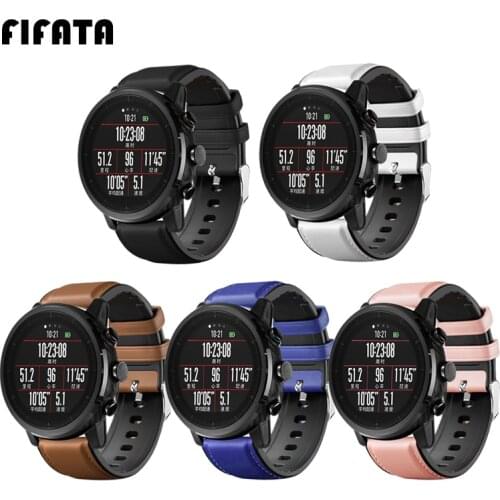 FIFATA New 22mm Leather Silicone Strap For Xiaomi Huami Amazfit GTR 47MM For Huawei Watch GT For Samsung Galaxy Watch 46mm Bands