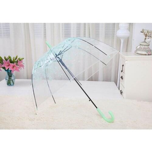 Romantic Transparent Clear Flowers Bubble Dome Umbrella Half Automatic For Wind Heavy Rain