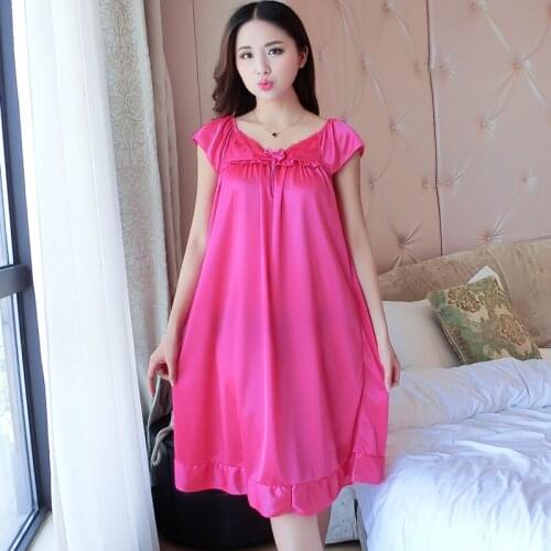Sexy Lingerie Women Nightdress Night Shirt for Summer Nighties Nightgown Bow Sleep Wear Sleepwear Luxurious Nightwear Ruffle Hem