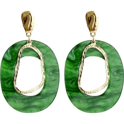 European and American cold wind acrylic resin geometric earrings temperament metal irregular pendant earrings