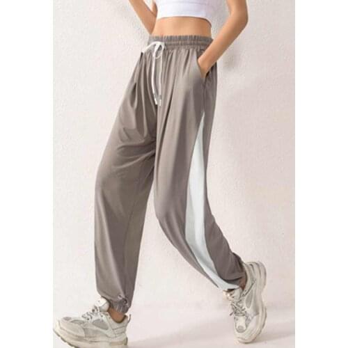 BINAND Pocket Sports Pants for Women Loose Yoga Pants Quick Dry Fitness Trousers Thin Sport Gym Pants Patchwork Running Trousers